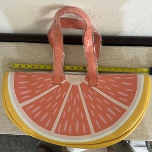 Benefit Pink and Yellow Grapefruit Half-Moon Cooler Tote